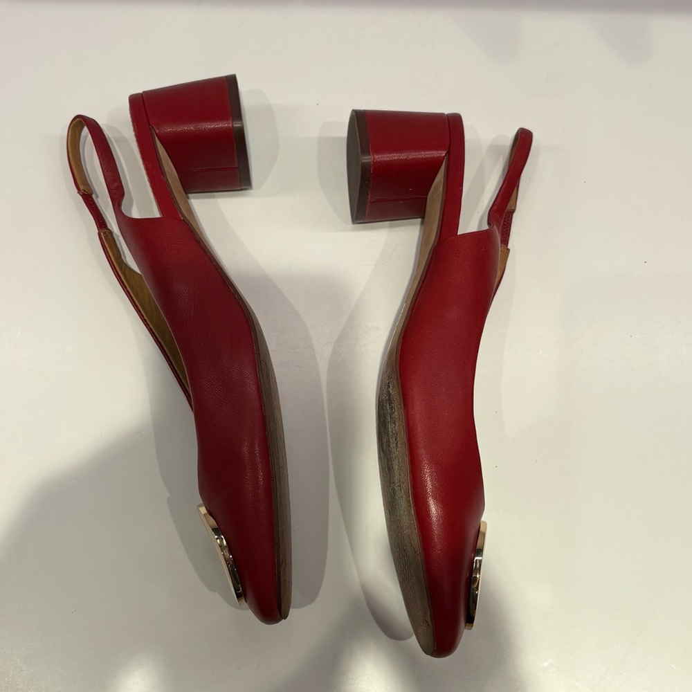 Tory Burch || Caterina Slingback Pumps Red Gold 8.5 - Picture 5 of 9